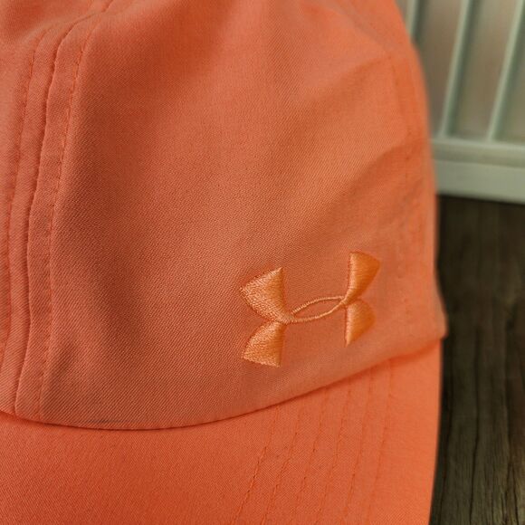 Under Armour Women's Shadow Run Hat Cap Neon Coral Orange Running Lightweight - Picture 3 of 11